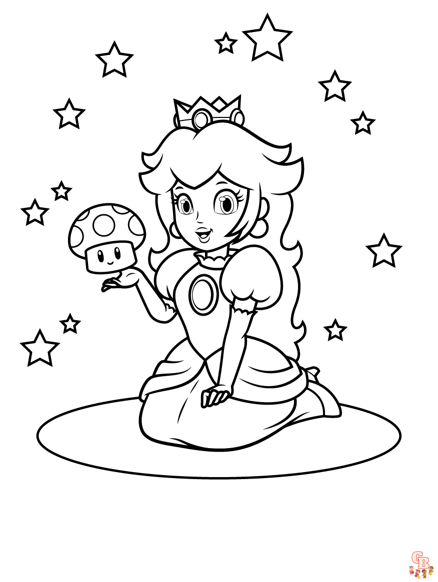 Prinzessin Peach ausmalbilder zum ausdrucken