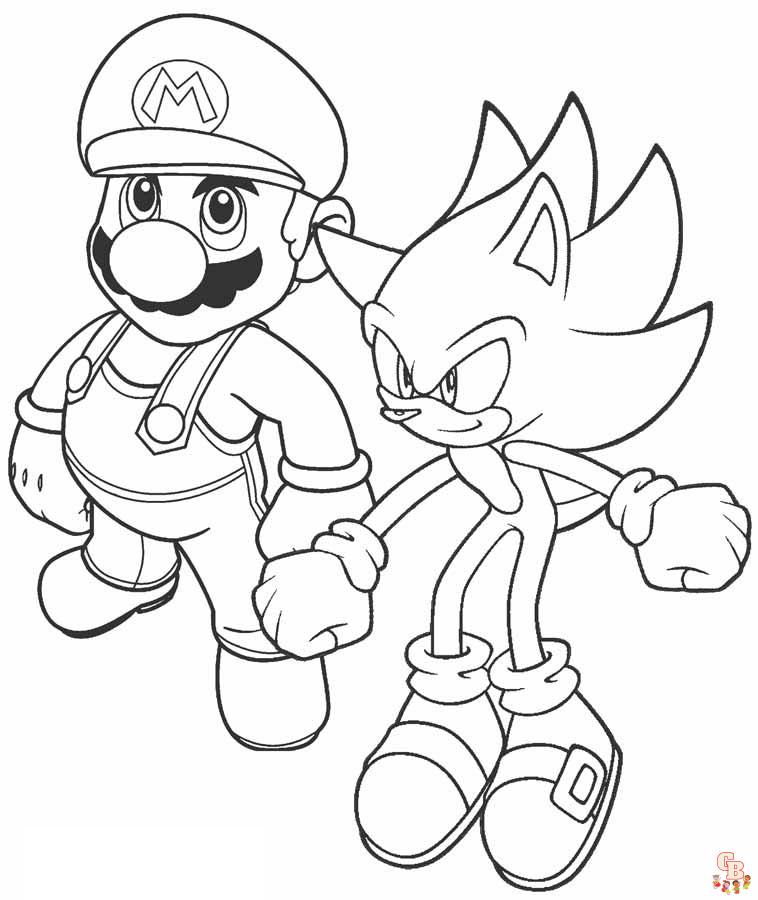 mario und sonic Ausmalbilder fuer kinder