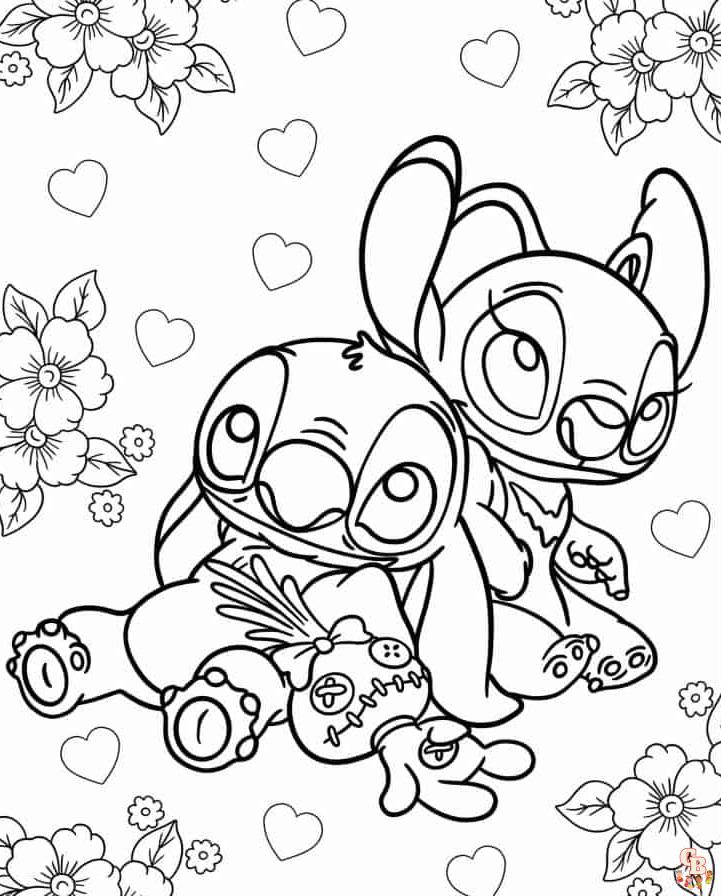 Ausmalbilder Stitch und Engel 2