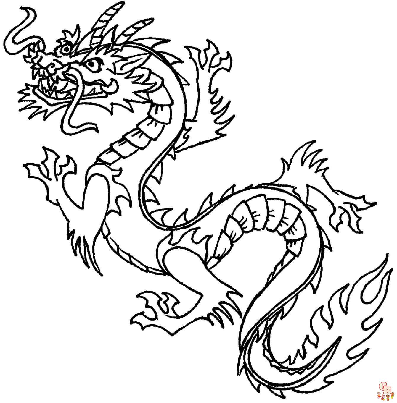 chinesischer Drache zum ausmalen