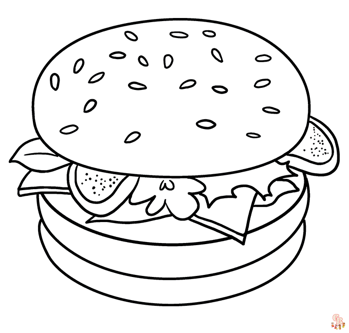 burger einfache ausmalbilder