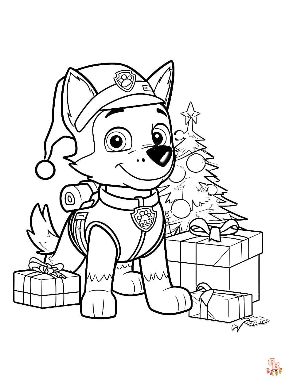 Paw Patrol Ausmalbilder Weihnachten freude mit geschmücktem Baum