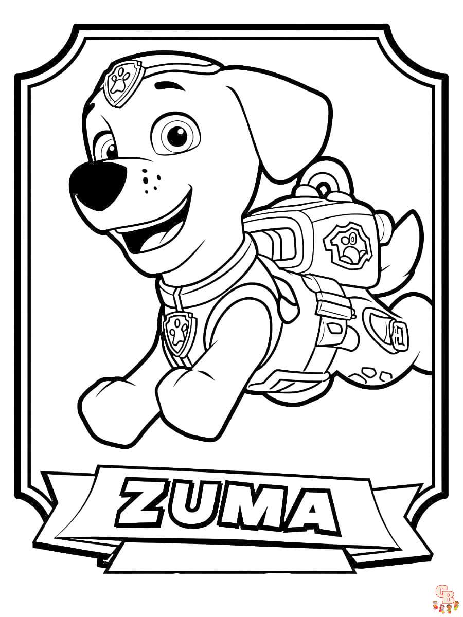 Zuma Paw Patrol Ausmalbild abenteuer mit voller Begeisterung